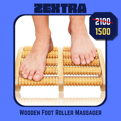 Wooden Foot Roller Massager |  Manual Reflexology Therapy Tool for Pain Relief, Stress Relaxation & Foot Care